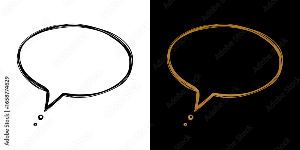 Poster isolated vector image speech bubble, two design options on transparent and black backgrounds, image 
