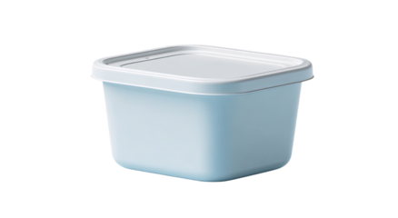 Light-blue square food storage container with lid
