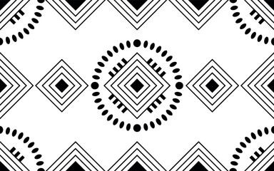 Abstract Geometric Black and White Tribal Seamless Pattern Design
