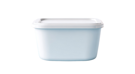 Light-blue square food container with white lid