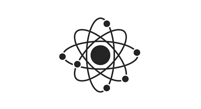 Atom icon vector illustration concept for science physics chemistry atom structure model symbol design