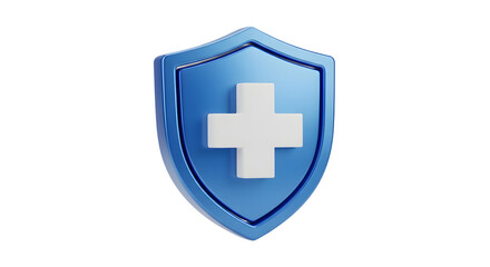 Fototapeta premium 3D Medical Shield Icon with White Cross
