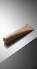 Closeup of a cosmetic tube on a reflective surface, ideal for showcasing beauty and skincare products