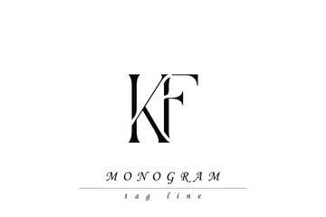 KF Initials Stylized Monogram Design Featuring Intertwined. Artistic representation of monogram initials creatively arranged and displayed.