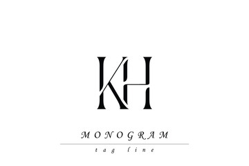 KH Initials Stylized Monogram Design Featuring Intertwined. Artistic representation of monogram initials creatively arranged and displayed.