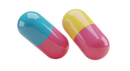 3D Medicine Capsules Icon in Bright Colors