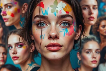 Fototapeta premium Creative Collage of Diverse Portraits for a Vibrant Avatar
