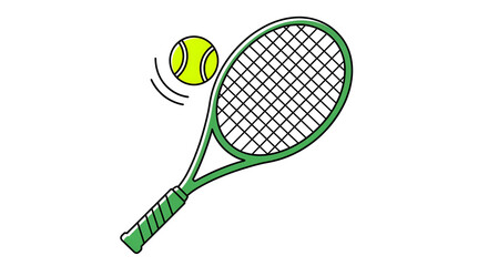 Tennis racket with ball illustration for sports equipment and recreation design vector graphic element