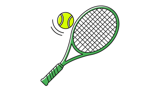 Tennis racket with ball illustration for sports equipment and recreation design vector graphic element