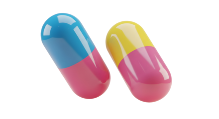 3D Medicine Capsules Icon in Bright Colors