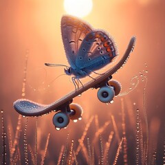 butterfly on skateboard