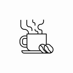 hot coffee beans icon sign vector