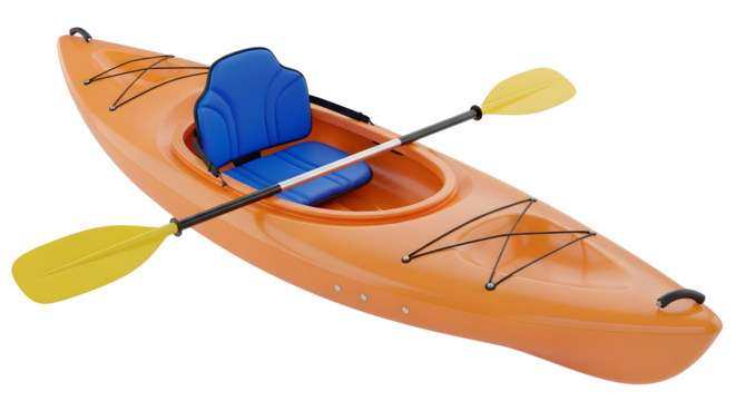3D Kayak Icon with Double Paddle