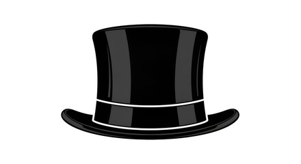 Isolated black top hat illustration for formal wear and magician costume accessory clip art vector image