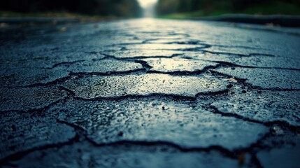 Obraz premium Wet Asphalt Road: A Textured Journey