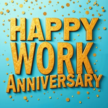 happy work anniversary text on blue background
