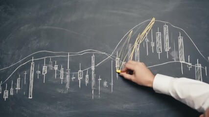 Hand drawing financial charts on a chalkboard, illustrating market trends and analysis concepts - Powered by Adobe