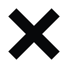 Fototapeta premium Black cross mark symbol, representing cancellation, deletion, or an incorrect choice in a simple and graphic design element