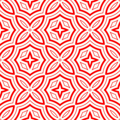 Oval, lozenge, star shapes pattern. Ethnic seamless ornament. Embroidery background. Simple wallpaper. Linear motif. Geometrical backdrop. Digital paper. Web designing. Textile print. Vector abstract.