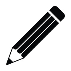 A simple black pencil, a vector illustration of a writing tool for drawing, sketching, or writing notes