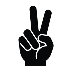 Black hand showing the peace or victory sign, a symbol of hope, unity, and positive communication