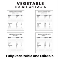 Fototapeta premium vegetable nutrition facts, vegetable label, vegetable nutrition label, vegetable nutrition chart