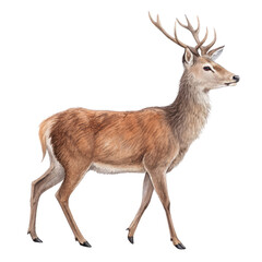 Obraz premium Watercolor Deer Illustration Walking Stag, Isolated on Transparent Background, animal, wildlife, nature, deer, stag, illustration