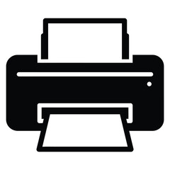 Black printer, an office equipment for printing documents, papers, and images in a modern flat style