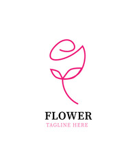 Abstract minimal rose logo design, Pink beauty floral rose logo design