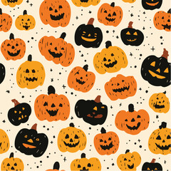 Fototapeta premium Seamless pattern of halloween Day with Jack o’lantern