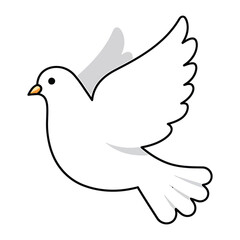 Illustration of a white dove in flight, , symbolizing peace, freedom, and the holy spirit in christianity