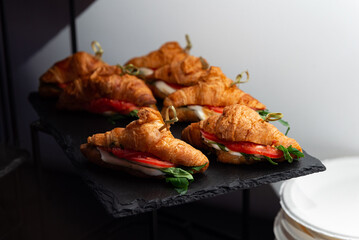 Delicious croissant sandwich display
