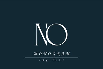 NO Initials Stylized Monogram Design Featuring Intertwined. Artistic representation of monogram initials creatively arranged and displayed.