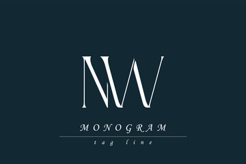 NW Initials Stylized Monogram Design Featuring Intertwined. Artistic representation of monogram initials creatively arranged and displayed.