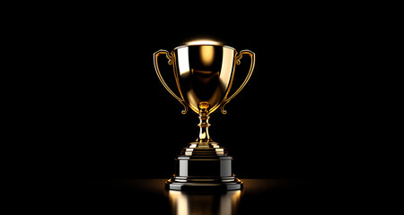 Fototapeta premium Golden trophy cup award for winning and success concept design, symbolizing achievement and excellence. 