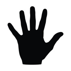 Obraz premium Black hand showing five fingers, a simple and minimal vector illustration for counting, gesturing, or representing human anatomy