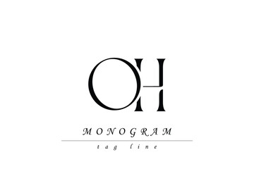 OH Initials Stylized Monogram Design Featuring Intertwined. Artistic representation of monogram initials creatively arranged and displayed.