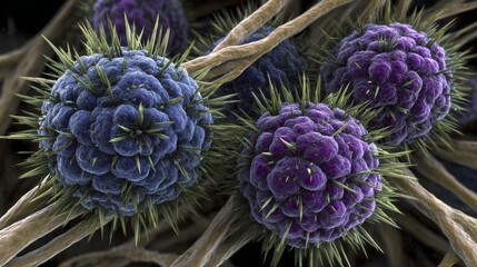 Viruses and bacteria entering the human skin are illustrated in 3D here