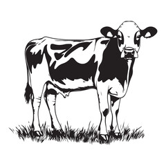 cow silhouette vector illustration, Cow black silhouette isolated on white background, farm animals, cow black silhouette vector logo