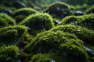 Green moss background at stone