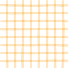 Orange White Plaid Gingham Madras Check Hand Drawn Background Pattern Overlay