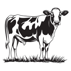 cow silhouette vector illustration, Cow black silhouette isolated on white background, farm animals, cow black silhouette vector logo