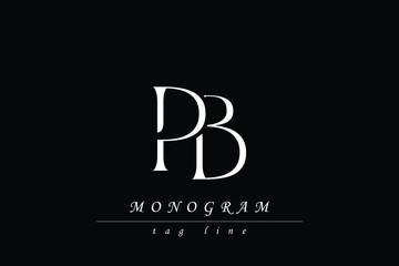 PB Initials Stylized Monogram Design Featuring Intertwined. Artistic representation of monogram initials creatively arranged and displayed.