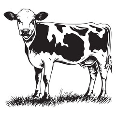 cow silhouette vector illustration, Cow black silhouette isolated on white background, farm animals, cow black silhouette vector logo