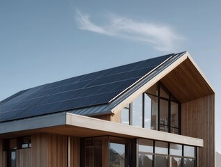 photovoltaic panels on the roof of the building modern barn warm colors.