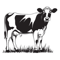 cow silhouette vector illustration, Cow black silhouette isolated on white background, farm animals, cow black silhouette vector logo