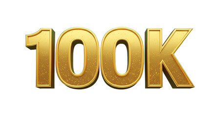 Golden, bold, and shiny gold-colored number '100K' 