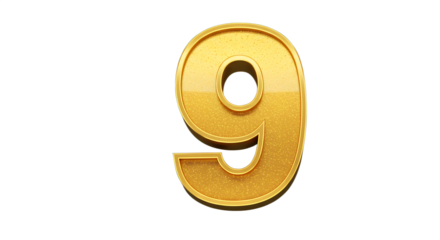 Golden, bold, and shiny gold-colored number '9' 