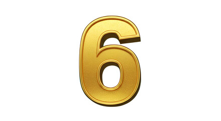 Golden, bold, and shiny gold-colored number '6' 