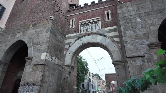 Medieval Porta Ticinese. Old city gate in Milan, Italy